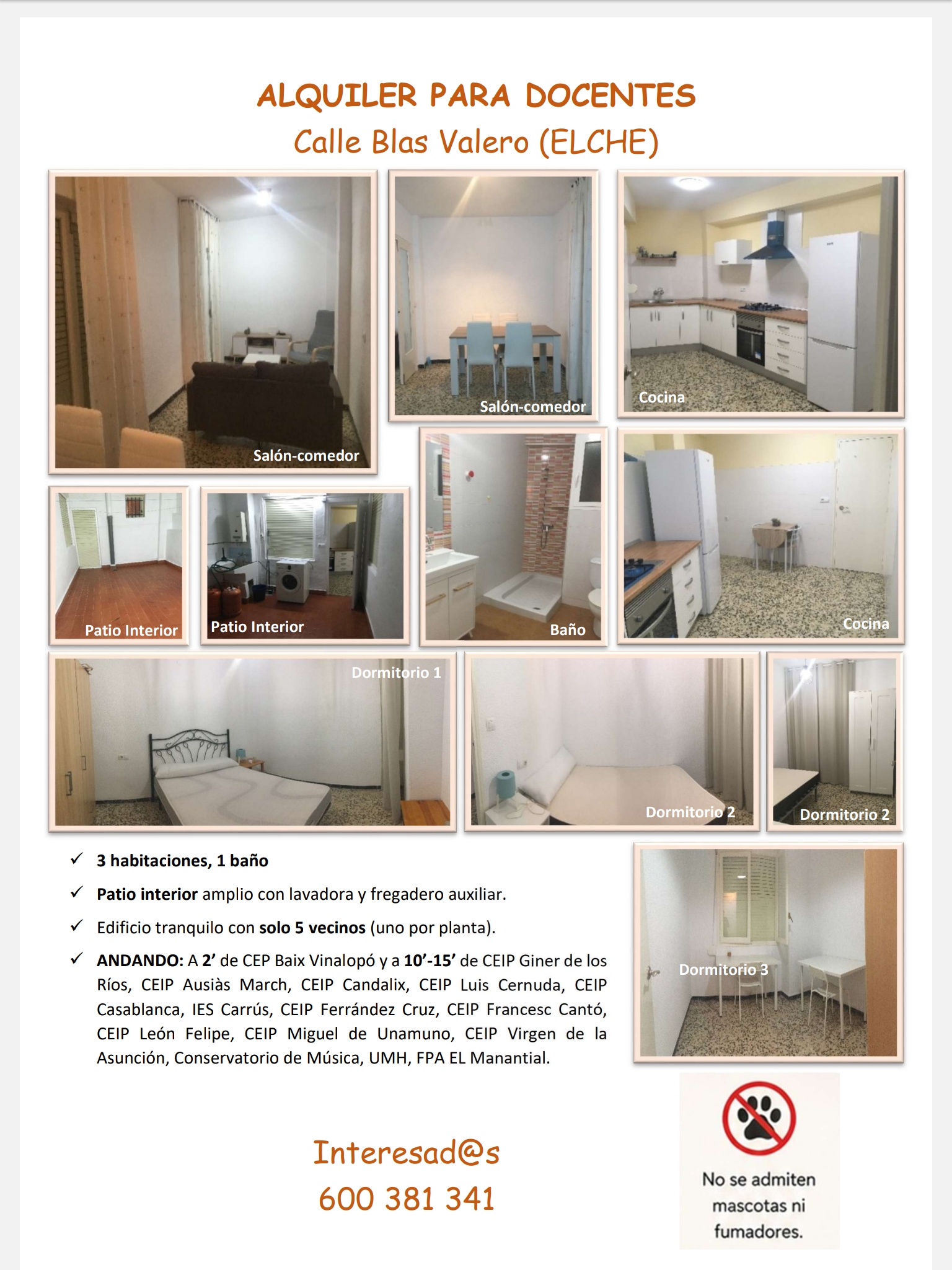 Alquiler para DOCENTES en calle Blas Valero de ELCHE — imagen 1 de 1
